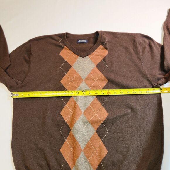Consensus Sportswear Close-Knit Brown Argyle Pattern Sweater Size Large Mens - Picture 14 of 15